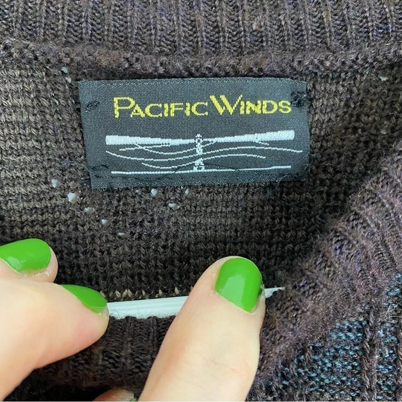 Vintage 80s 90s Oversized Grandpa Pullover Sweater Unisex XL Brown Long Sleeve - Picture 7 of 9